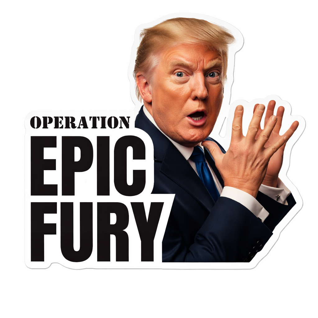 Trump “Operation Epic Fury” Sticker – Funny Viral Meme Vinyl Decal
