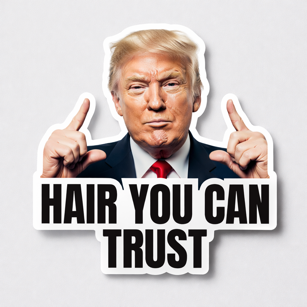 Trump “Hair You Can Trust” Sticker – Funny Viral Meme Vinyl Decal