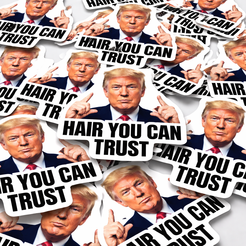 Trump “Hair You Can Trust” Sticker – Funny Viral Meme Vinyl Decal