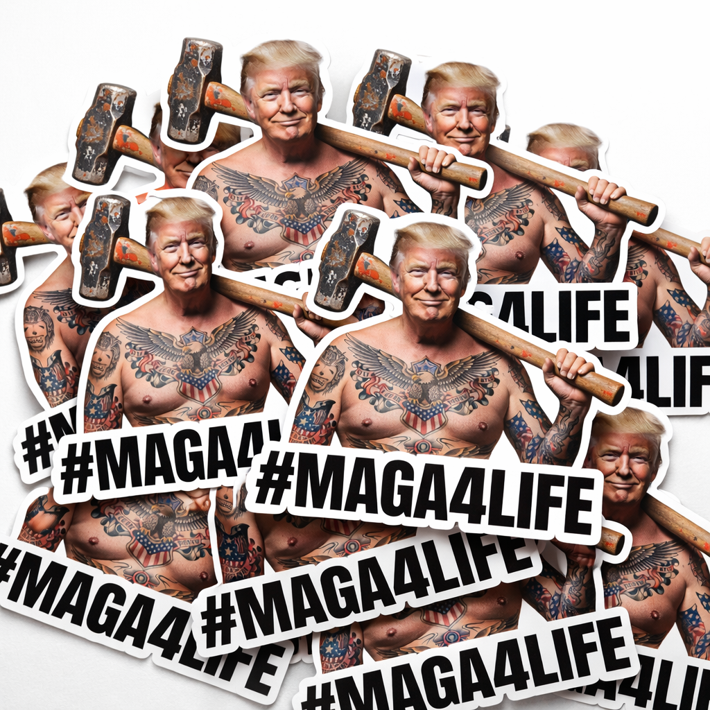 Trump “#MAGA4LIFE” Hammer Sticker – Bold Patriotic Badass Vinyl Decal